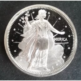 1991 1 Oz Bowers Merena Standing Liberty Silver Round