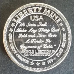 1985 1 Oz Liberty Mint Statue of Liberty Reverse