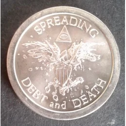 2013 1 Oz AOCS Silver Bullet Silver Shield Debt/Death Obverse