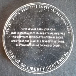 1986 1 Oz Reliable Corp Statue of Liberty Reverse 1986 1 Oz Reliable Corp Statue of Liberty Reverse