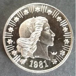 1981 1 Oz World Wide Mint Type 2 Silver Round