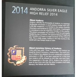 2014 1 Oz Andorra Eagle High Relief Silver Bullion Coin