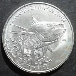 2014 1 Oz Tokelau Ocean Life Tuna Type 2 Silver Bullion Coin