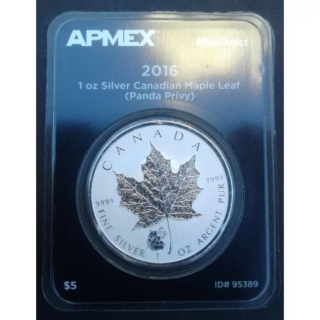2016 1 Oz Canada Maple Leaf Panda Privy MintDirect Reverse