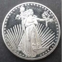 1989 1 Oz SilverTowne St. Gaudens Match Obverse 1989 1 Oz SilverTowne St. Gaudens Match Obverse
