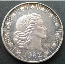 1982 1 Oz World Wide Mint Type 3 Silver Round
