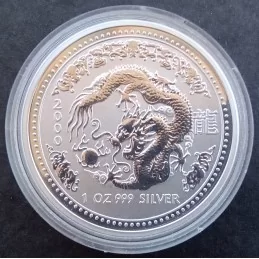2000 1 Oz Australian Lunar Series 1 [Dragon] Silver Bullion Coin