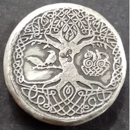 1 Oz MK Barz Hand-Poured Norse Tree of Life Obverse
