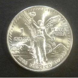 1985 1 Oz Mexican Libertad Type 1 Silver Bullion Coin