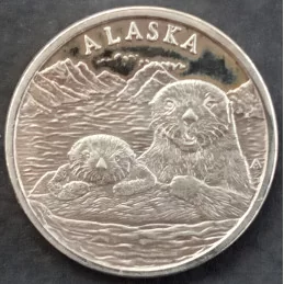 1 Oz Alaska Mint Sea Otters Silver Round