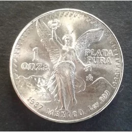 1987 1 Oz Mexican Libertad Type 2 DDO Silver Bullion Coin