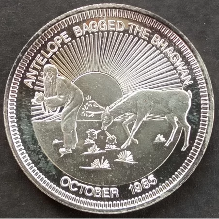 1985 1 Oz Oregon Antelope Bagged Bhagwan Obverse