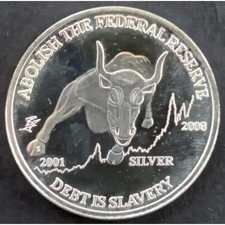 2009 1 Oz GoldIsMoney Silver Bull Obverse