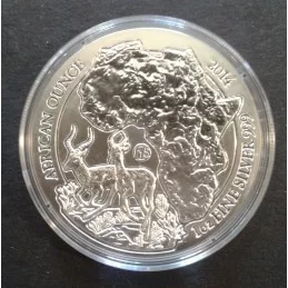 2014 1 Oz Rwanda Wildlife Impala Privy Silver Bullion Coin