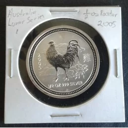 2005 1/2 Oz Australian Lunar Series 1 [Rooster] Silver Bullion Coin
